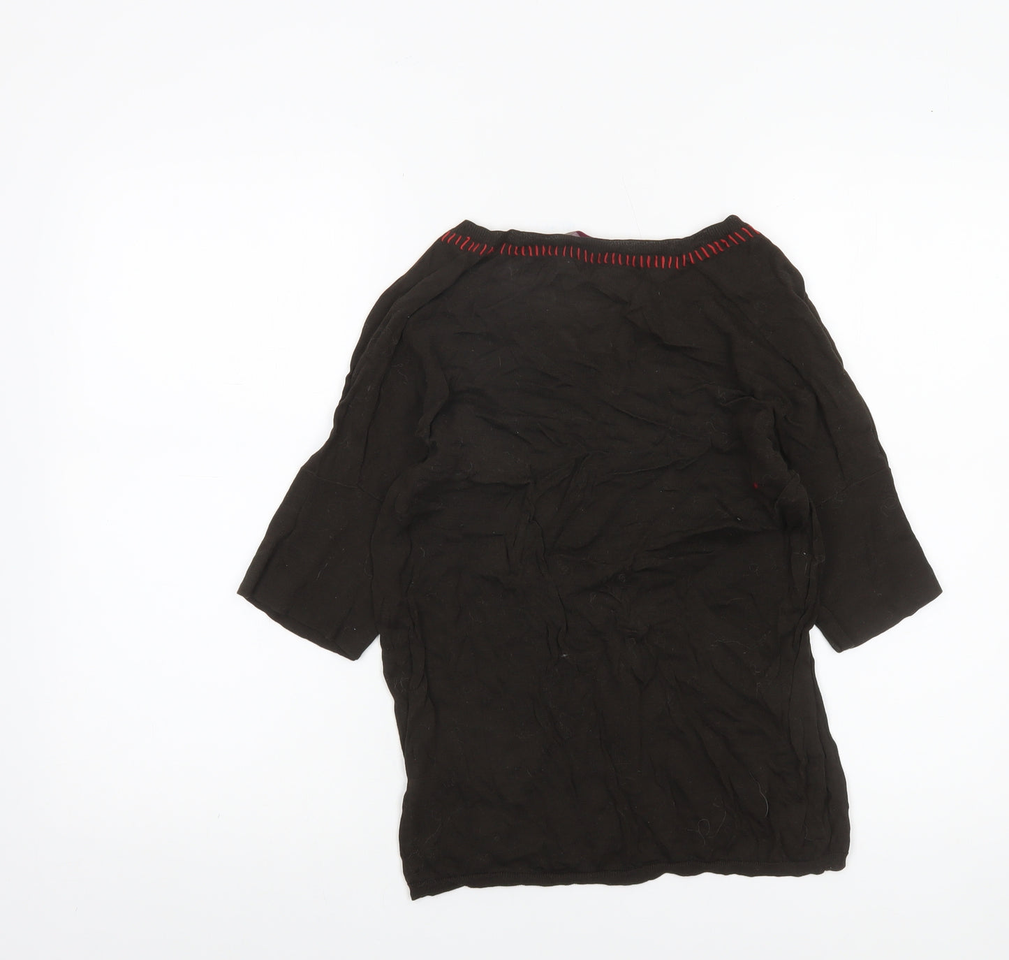 Wrap Womens Black Cotton 3/4 Sleeve Tunic Blouse Size 12