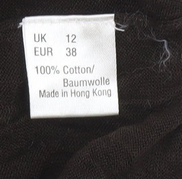 Wrap Womens Black Cotton 3/4 Sleeve Tunic Blouse Size 12