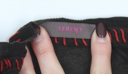 Wrap Womens Black Cotton 3/4 Sleeve Tunic Blouse Size 12