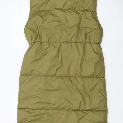 H&M Women’s Green Long Padded Puffer Waistcoat Size 12