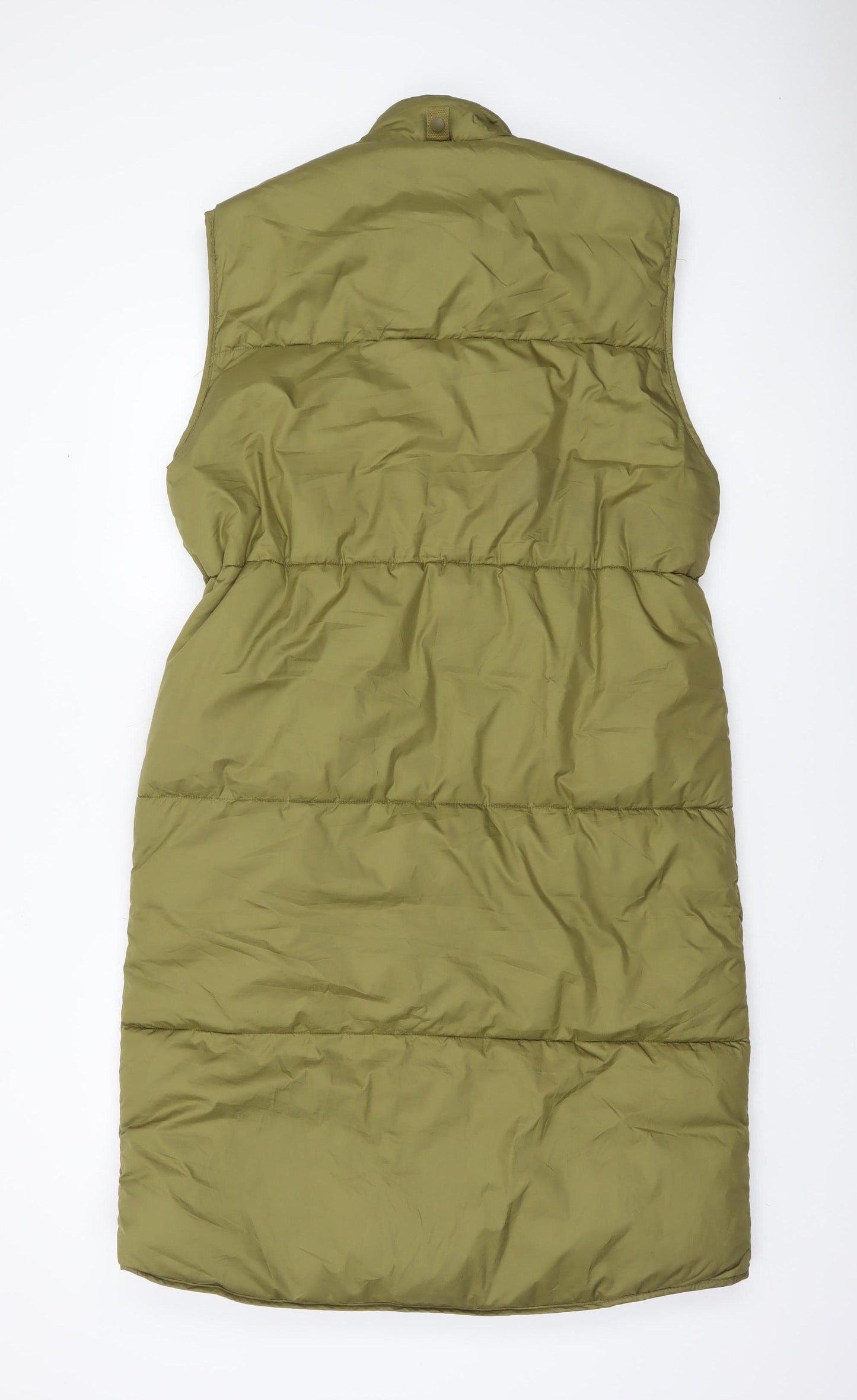 H&M Women’s Green Long Padded Puffer Waistcoat Size 12