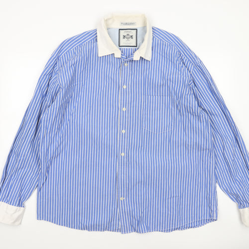 Gant Men’s Blue Striped Cotton Regular Fit 2XL Long Sleeve Dress Shirt