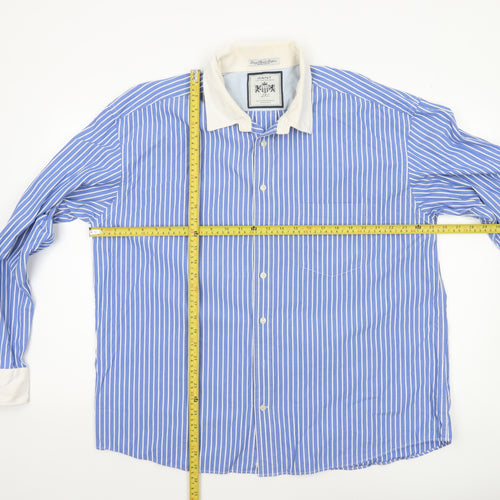 Gant Men’s Blue Striped Cotton Regular Fit 2XL Long Sleeve Dress Shirt