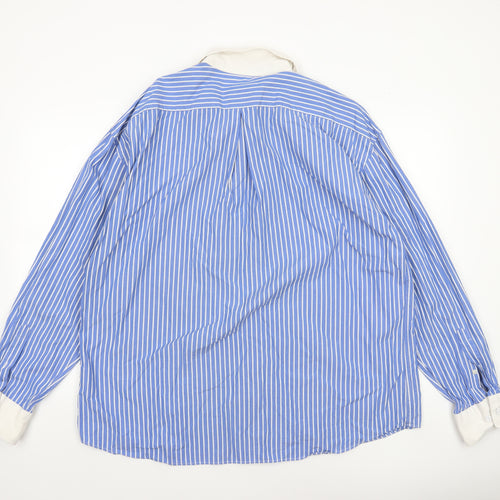 Gant Men’s Blue Striped Cotton Regular Fit 2XL Long Sleeve Dress Shirt