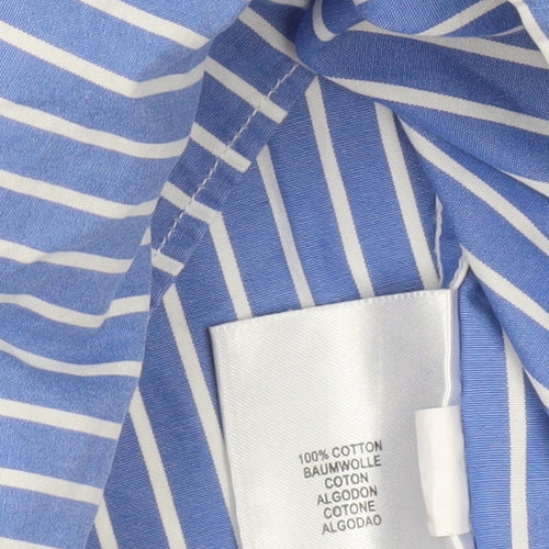 Gant Men’s Blue Striped Cotton Regular Fit 2XL Long Sleeve Dress Shirt
