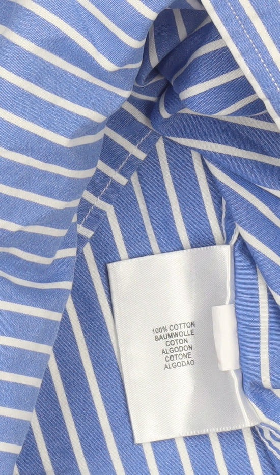 Gant Men’s Blue Striped Cotton Regular Fit 2XL Long Sleeve Dress Shirt