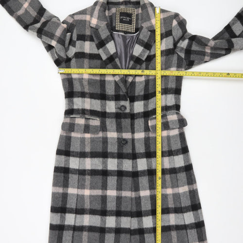 Principles by Ben de Lisi Women's Grey Checked Wool Blend Mid-Length Coat Size 10