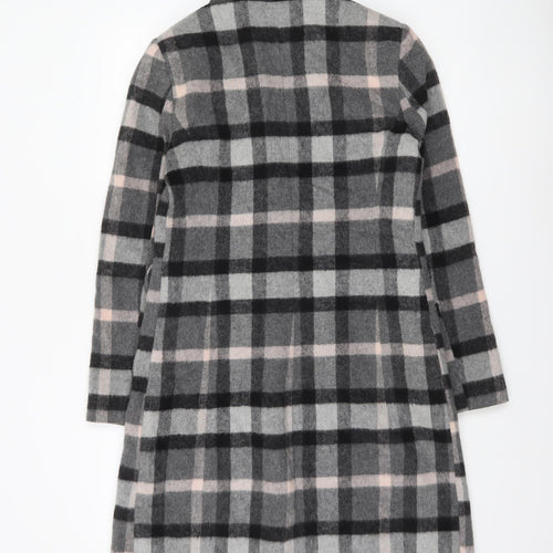 Principles by Ben de Lisi Women's Grey Checked Wool Blend Mid-Length Coat Size 10