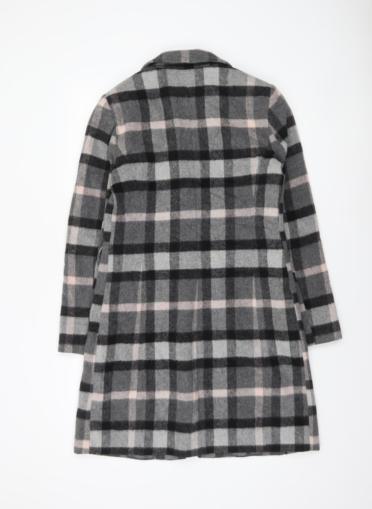 Principles by Ben de Lisi Women's Grey Checked Wool Blend Mid-Length Coat Size 10