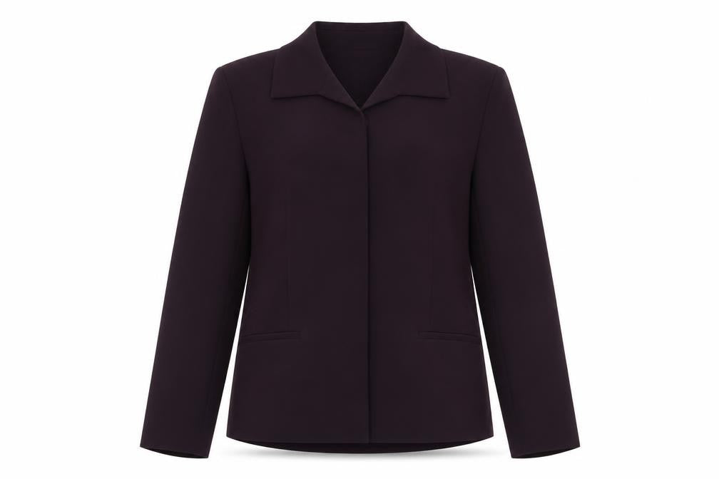 Front view of Linea Petite Women's Purple Suit Jacket, size 8, Triacetate Blend