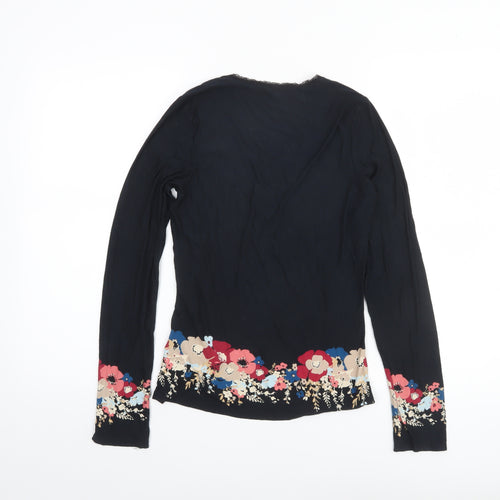 Jasper Conran Women’s Black Floral Long Sleeve Viscose Tunic Blouse Size 10