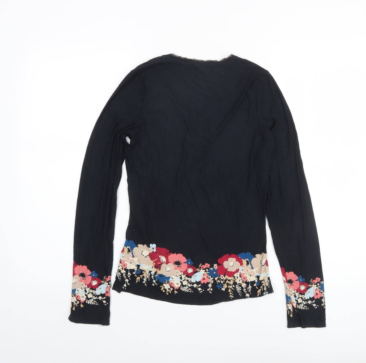Jasper Conran Women’s Black Floral Long Sleeve Viscose Tunic Blouse Size 10