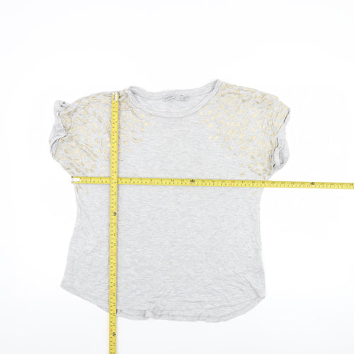 Oasis Womens Grey Embroidered Short Sleeve Viscose T-Shirt M