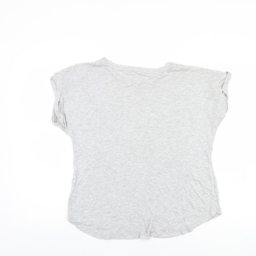 Oasis Womens Grey Embroidered Short Sleeve Viscose T-Shirt M