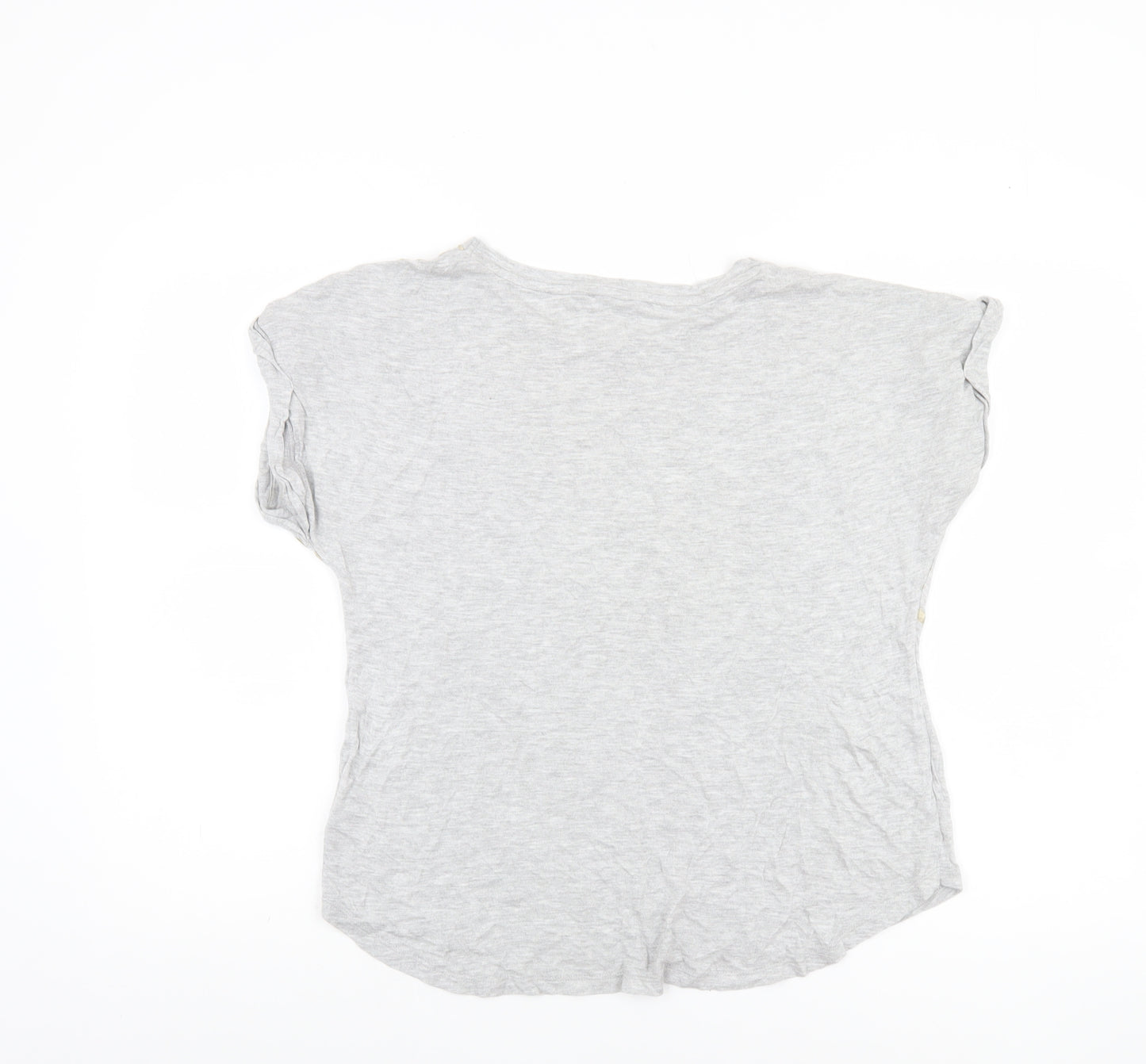 Oasis Womens Grey Embroidered Short Sleeve Viscose T-Shirt M