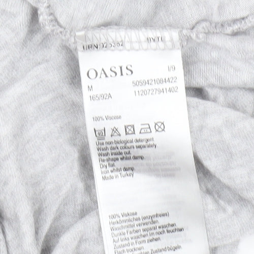 Oasis Womens Grey Embroidered Short Sleeve Viscose T-Shirt M