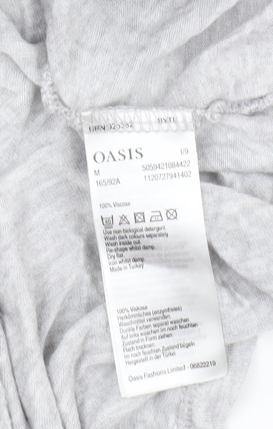 Oasis Womens Grey Embroidered Short Sleeve Viscose T-Shirt M