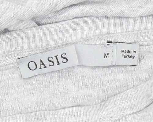 Oasis Womens Grey Embroidered Short Sleeve Viscose T-Shirt M