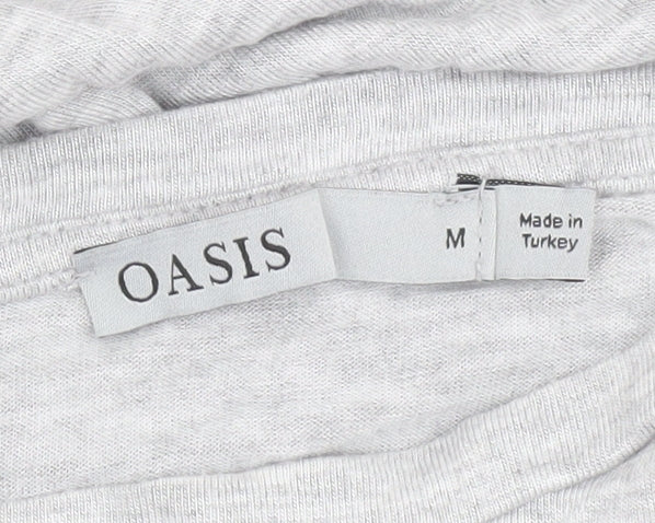 Oasis Womens Grey Embroidered Short Sleeve Viscose T-Shirt M