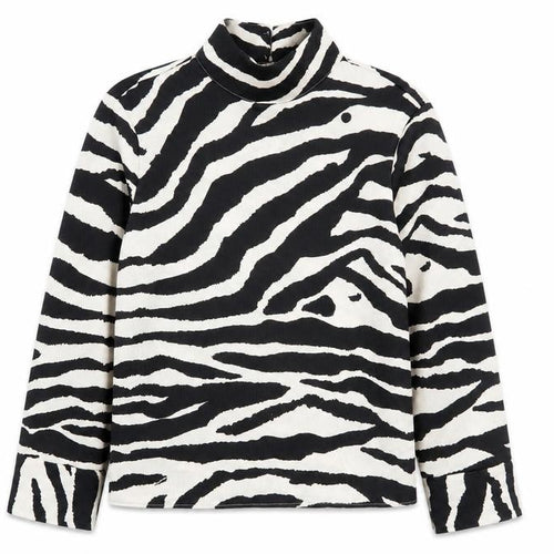 H&M Women’s Black Zebra Print Roll Neck Long Sleeve Blouse Size S