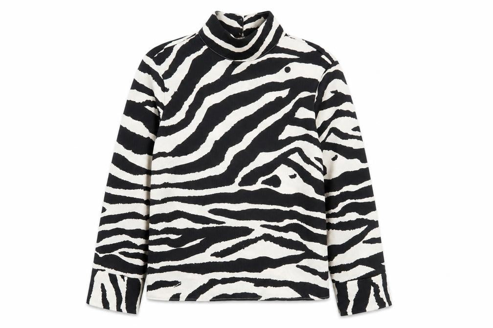 H&M Women’s Black Zebra Print Roll Neck Long Sleeve Blouse Size S