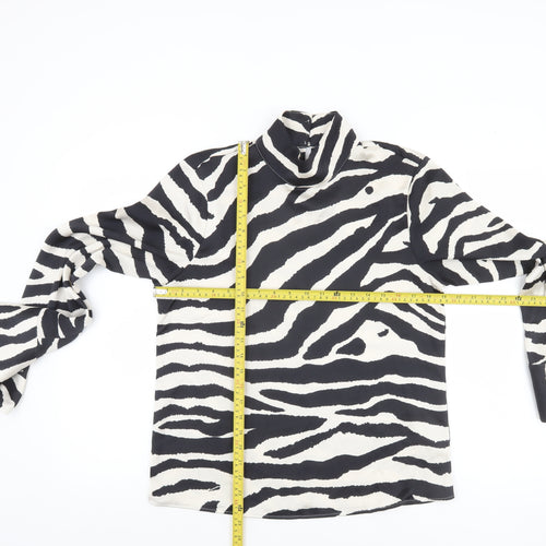 H&M Women’s Black Zebra Print Roll Neck Long Sleeve Blouse Size S