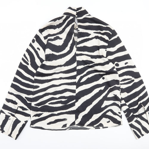H&M Women’s Black Zebra Print Roll Neck Long Sleeve Blouse Size S