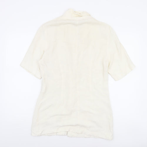 Wallis Womens Ivory Linen Blend Short Sleeve Shawl Collar Suit Jacket Size 12