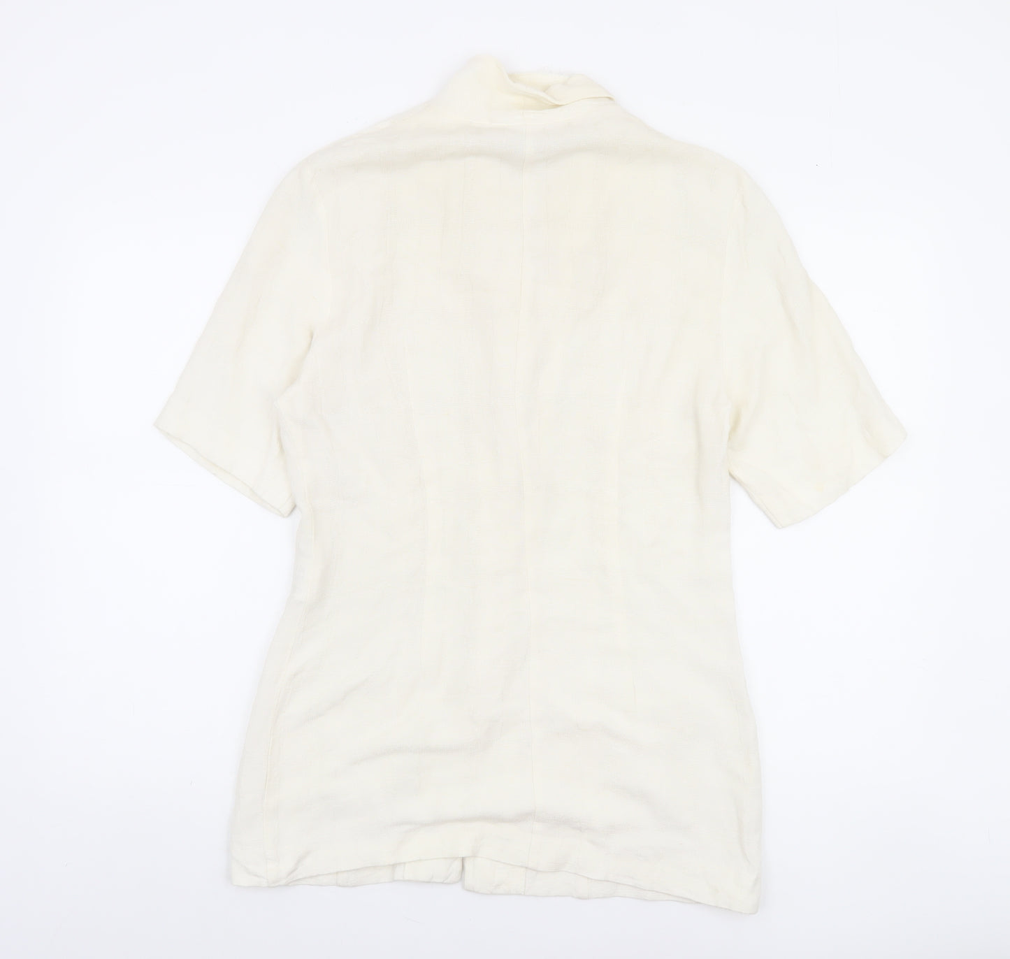 Wallis Womens Ivory Linen Blend Short Sleeve Shawl Collar Suit Jacket Size 12