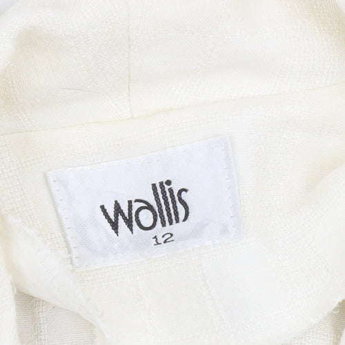 Wallis Womens Ivory Linen Blend Short Sleeve Shawl Collar Suit Jacket Size 12