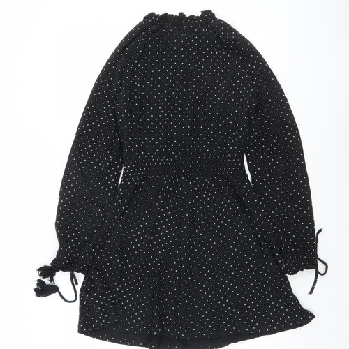 Topshop Petite Black Polka Dot A-Line Dress Size 8