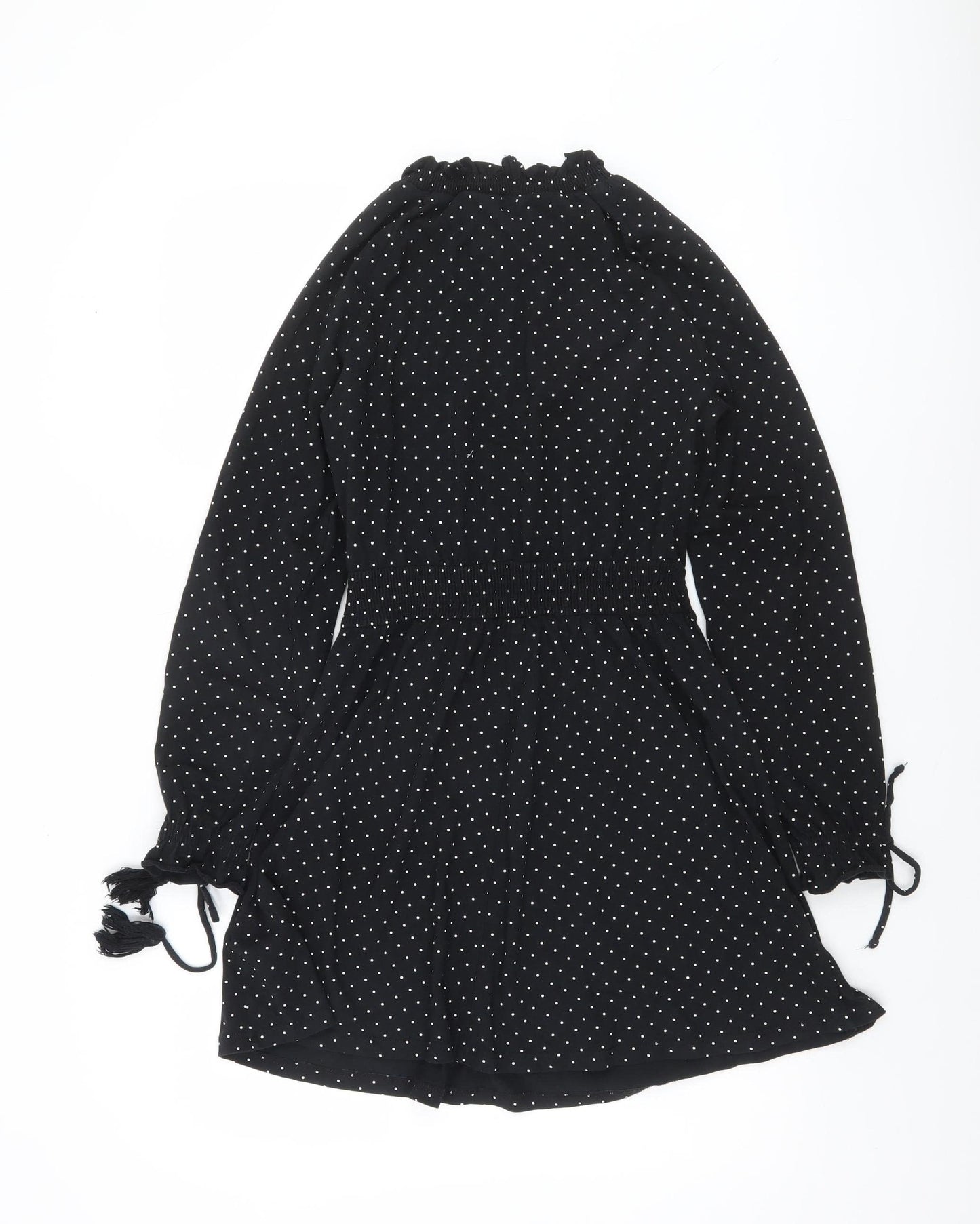 Topshop Petite Black Polka Dot A-Line Dress Size 8