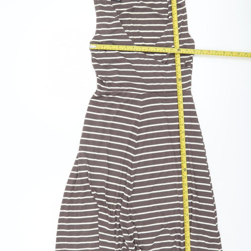 Dorothy Perkins Women’s Brown Striped Fit & Flare Sleeveless Dress UK 10