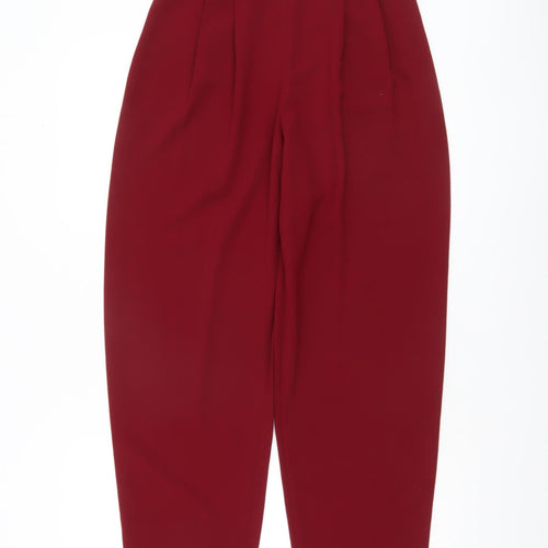 Next Womens Red High Waist Pleated Tapered Trousers UK 10