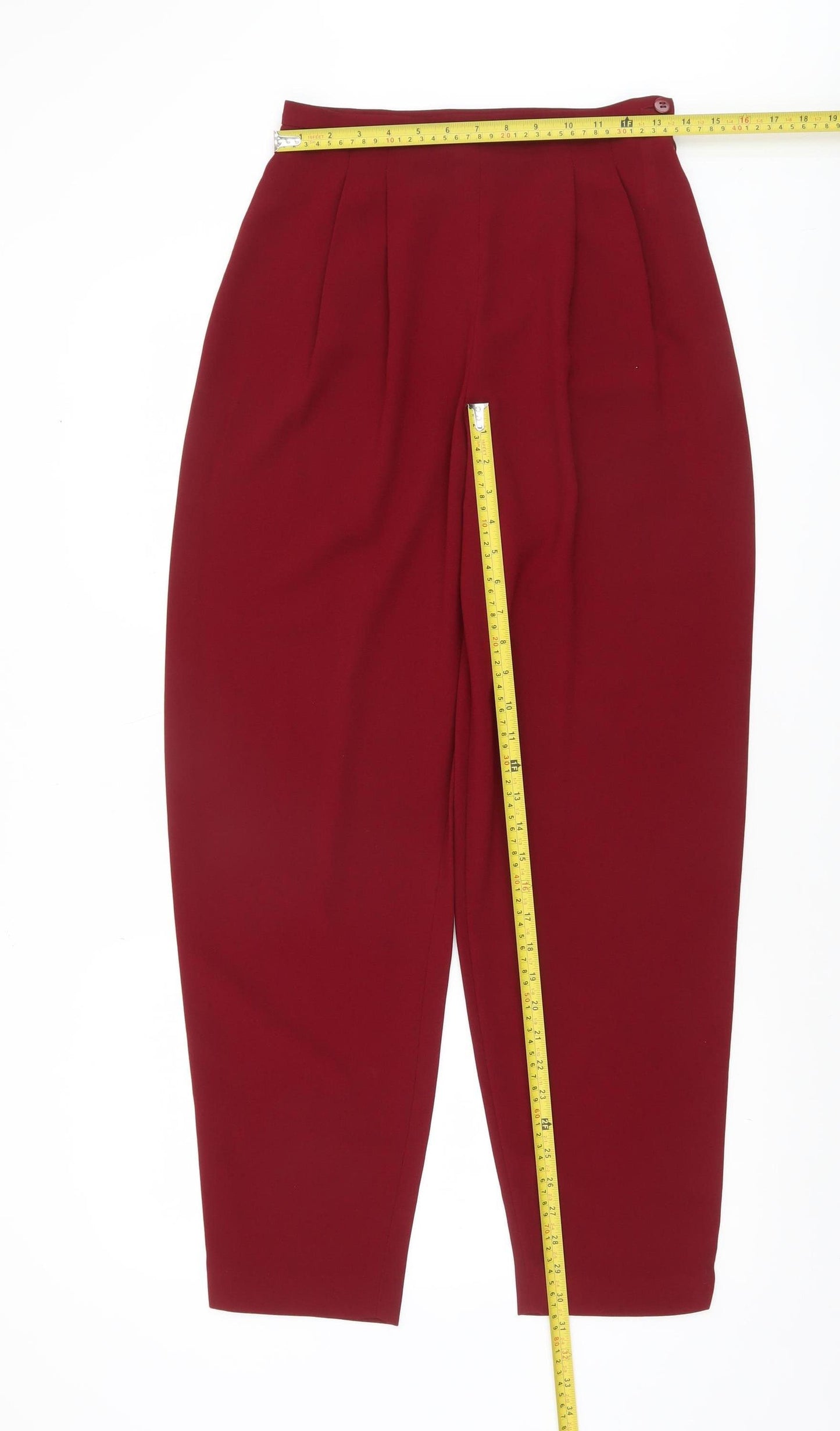 Next Womens Red High Waist Pleated Tapered Trousers UK 10