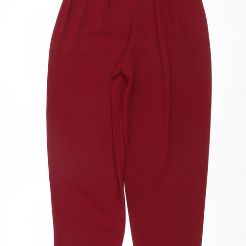 Next Womens Red High Waist Pleated Tapered Trousers UK 10