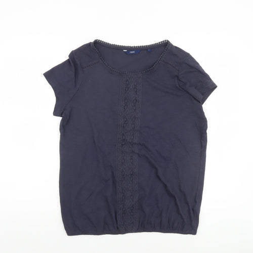 Next Women’s Blue Cotton Short Sleeve Lace Trim T-Shirt Size 16