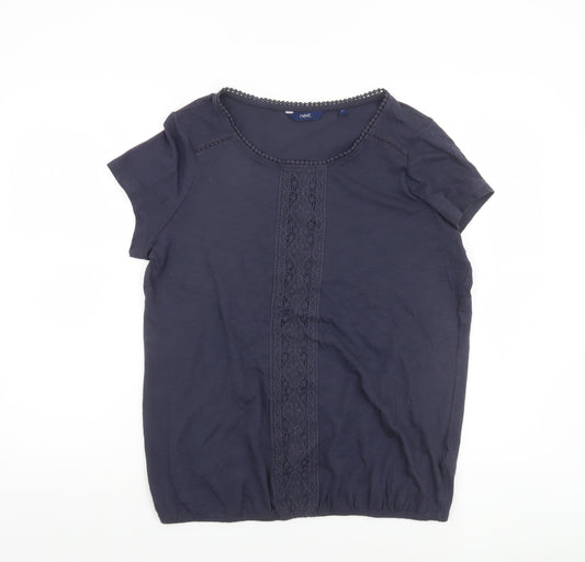 Next Women’s Blue Cotton Short Sleeve Lace Trim T-Shirt Size 16