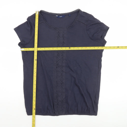 Next Women’s Blue Cotton Short Sleeve Lace Trim T-Shirt Size 16