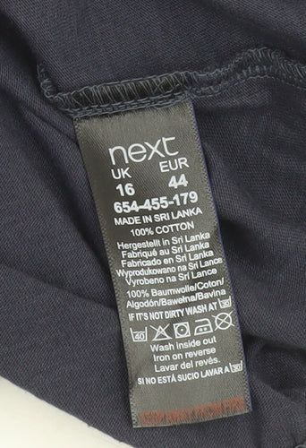 Next Women’s Blue Cotton Short Sleeve Lace Trim T-Shirt Size 16