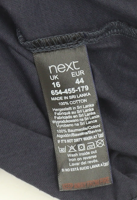 Next Women’s Blue Cotton Short Sleeve Lace Trim T-Shirt Size 16