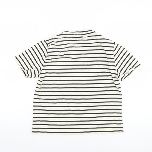 MNG Women’s Black & White Striped Cotton T-Shirt Size S