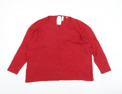 AND/OR Womens Red Linen Blend Long Sleeve Blouse Size 10
