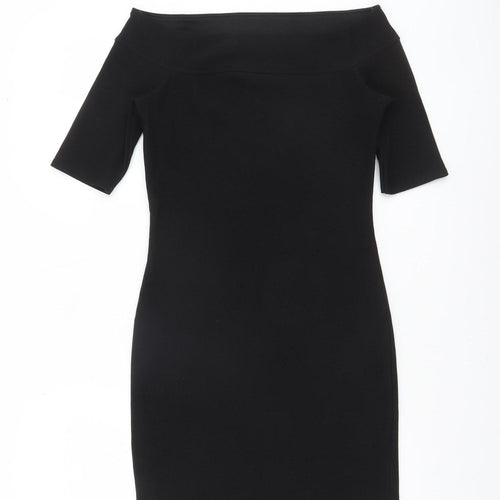 River Island Women’s Black Off Shoulder Bodycon Dress Size 8