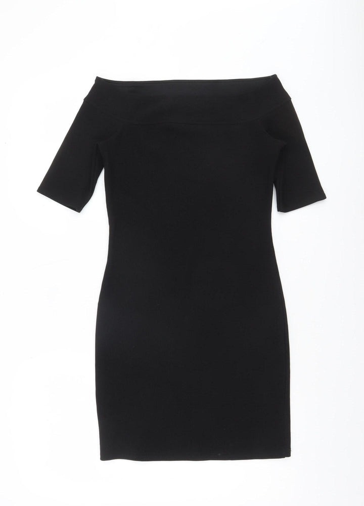 River Island Women’s Black Off Shoulder Bodycon Dress Size 8