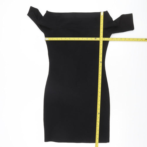 River Island Women’s Black Off Shoulder Bodycon Dress Size 8