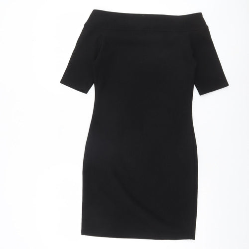 River Island Women’s Black Off Shoulder Bodycon Dress Size 8