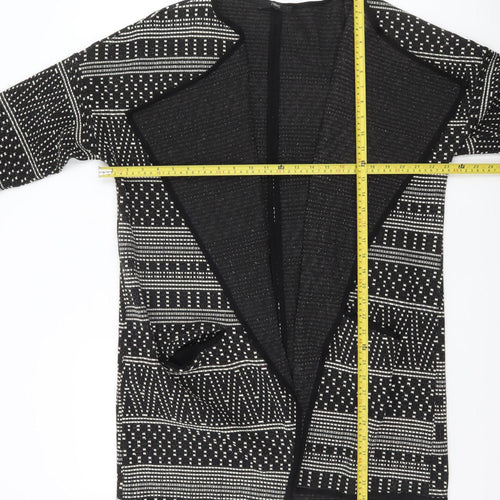 Next Womens Black Geometric Knit Open Jacket Size 10