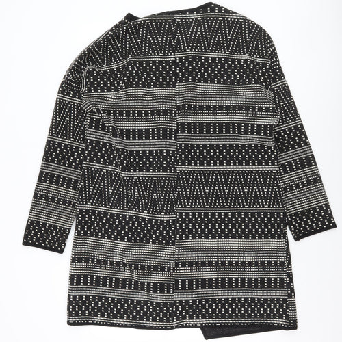Next Womens Black Geometric Knit Open Jacket Size 10