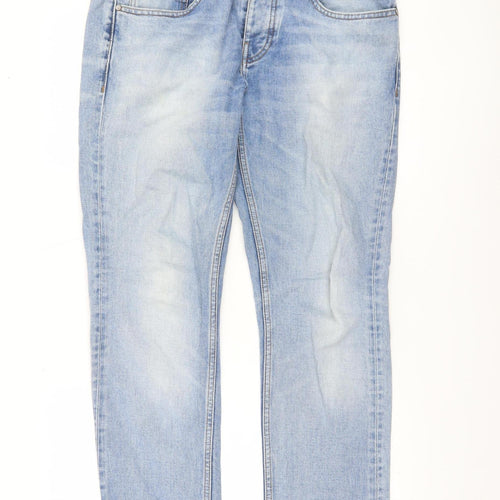 River Island Men's Light Blue Straight Denim Jeans 32x32 Cotton